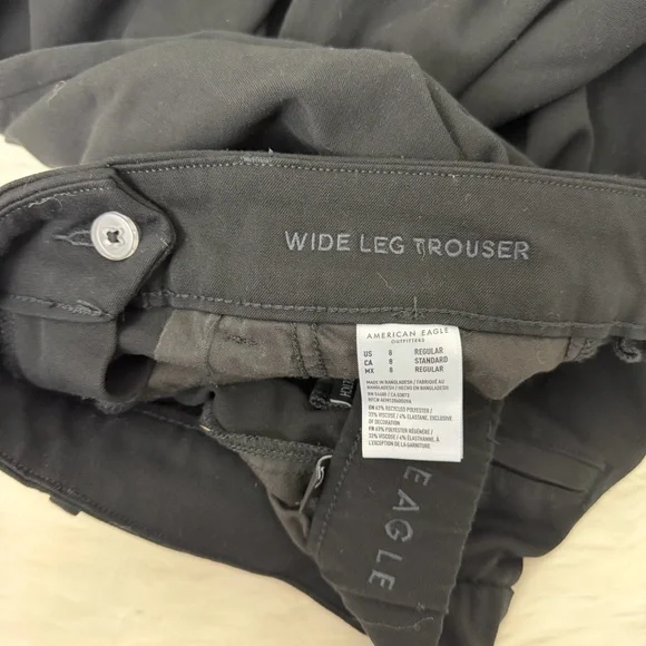 American Eagle Outfitters Black Wide Leg Trouser Sz 6 8 Regular - Picture 4 of 5